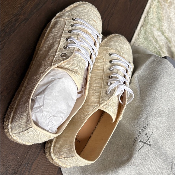 NEW Aquatalia Flyn Multi Tone Beige Canvas Espadrille Sneakers Sleep Bag s11/41 - Picture 10 of 11